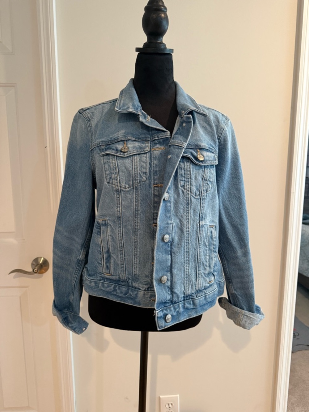 LOFT Faded Light Blue Denim Trucker Jacket